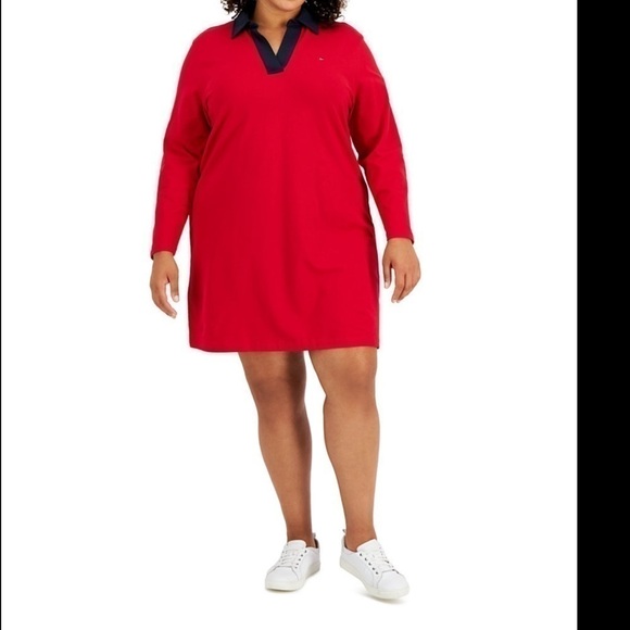 Tommy Hilfiger Plus Size Johnny-Collar Rugby
Dress. Red. 1X/2X - Picture 1 of 7